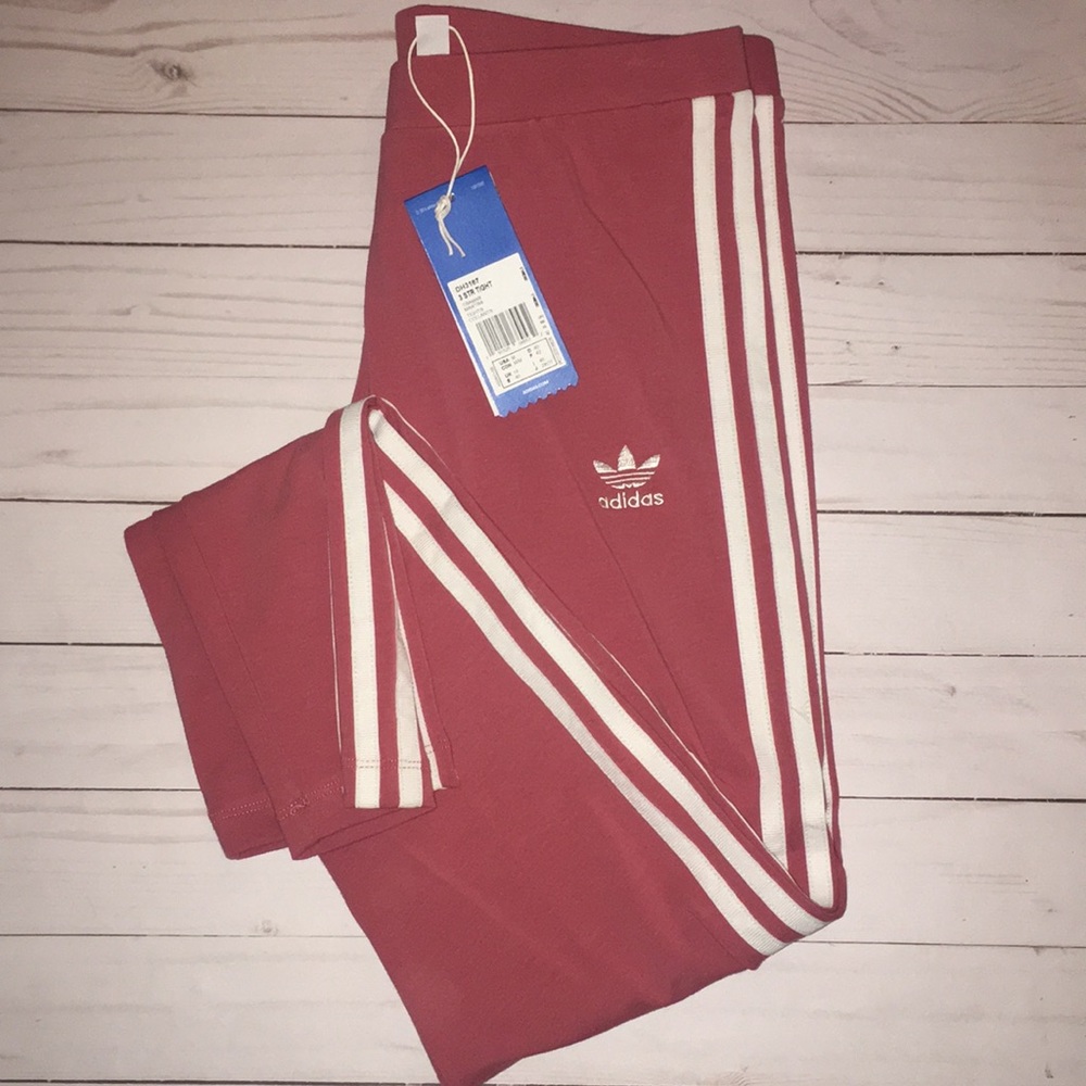 nwt pink striped adidas leggings
